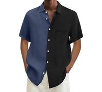 Camisas Hombre Camisa Hombre Manga Corta Chaqueta Lino Linen Shirt Men Conjunto Verano De Camiseta Rosa Azul Polera Camisetas Vaquera Cuello Mao Flores Elegante Larga XL Tallas Grandes Ropa Roja
