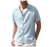 Camisas Hombre Camisa Manga Corta Hombre Americana Casual Cuello Mao Blanca Guayabera Lino Camiseta Pico Verano Leopardo Hortera Basica Oversize Chaquetas Americanas Elegante Hawaiana XXXL Camisetas