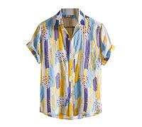 Camisas Hombre Manga Corta - Camisa Casual Manga Corta con Estampado Botón Vuelta Hombre Blouse Imprimir Gire