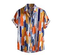 Camisas Hombre Manga Corta - Camisa Casual Manga Corta con Estampado Botón Vuelta Hombre Blouse Imprimir Gire