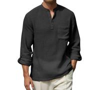 Camisas Hombre Manga Corta,Camisa Hombre Verano,Casual Cotton Blend Shirt For Men Spring/Autumn Solid White Long Sleeve Shirts For Vacation and Daily Wear Formal (Dark Gray, XL).