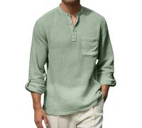 Camisas Hombre Manga Corta,Camisa Negra Hombre,Casual Cotton Blend Shirt For Men Spring/Autumn Solid White Long Sleeve Shirts For Vacation and Daily Wear Formal (Mint Green, XL)