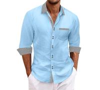 Camisas Hombre Manga Corta,Camisas,Men's Linen Shirts Short Sleeve Casual Shirts Button Down Shirt For Men Beach Summer Wedding Shirt Negra Casual (Sky Blue, M).