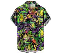 Camisas Hombre Manga Corta Conjunto De Carnaval Verano Impresión Manga Corta Cuello Camisa Open Front Camisa De Playa Diseño para Hombre