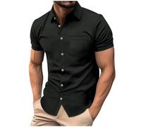 Camisas Hombre Manga Corta Rebajas Camisetas Manga Corta Hombre con Bolsillo Casual Color Sólido Cuello Solapa T-Shirt de Cierre de Botón Ligero Transpirable Camisa Verano Diario Ocio Básica Shirt