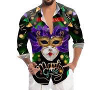 Camisas Hombre Manga Larga Casual Carnaval Estilo Digital Impresa 3D Manga Larga Cuello con Botones Camisa Top Caballero Ropa De Carnaval