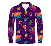 Camisas Hombre Manga Larga Casual Diseño Moderno Casual Tamaño Plus Suelta Carnaval Digital Impresión Cuello Manga Larga Camisa Caballero Camiseta para Carnaval Ideal para Fiestas