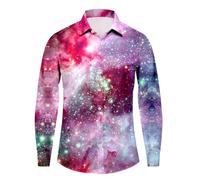 Camisas Hombre Manga Larga Casual Grande Tamaño Suelta Tendencia Casual Carnaval Digital Impresión Cuello Manga Larga Camisa Diseño para Hombre Camiseta De Fiesta Vacaciones