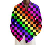 Camisas Hombre Manga Larga Tamaño Plus Estilo Carnaval Impresa Digital Manga Larga Cuello Camisa Diseño para Hombre Camiseta para Carnaval