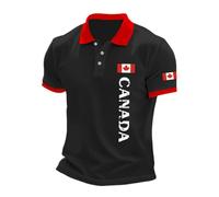 Camisas Hombre Verano - Camisa De Manga Corta Informal De Corte Ajustado con Estampado De Bandera De Canadá para Hombre (Black XXXXXL)