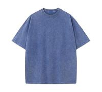 Camisas lavadas unisex de gran tamaño para hombre, camisetas de manga corta lavadas vintage para hombre, azul, XXL