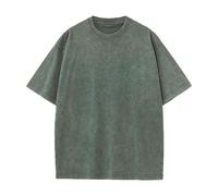 Camisas lavadas unisex de gran tamaño para hombre, camisetas de manga corta lavadas vintage para hombre, verde (Military Green), M