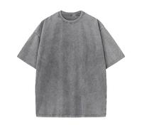 Camisas lavadas unisex de gran tamaño para hombre, camisetas de manga corta lavadas vintage para hombre, gris, L