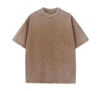 Camisas lavadas unisex de gran tamaño para hombre, camisetas de manga corta lavadas vintage para hombre, café, 3XL