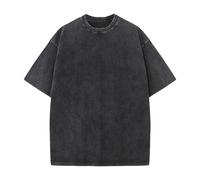 Camisas lavadas unisex de gran tamaño para hombre, camisetas de manga corta lavadas vintage para hombre, Negro, XXL