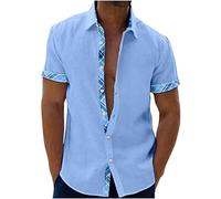 Camisas Manga Corta Hombre 2023 Verano Moda Patchwork Casual Cuello en V Botones Cárdigan T-Shirt Blusas Camisas Suelto Camiseta Original Playa básic Tops Vacaciones