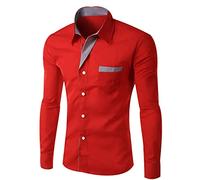 Camisas Manga Larga Hombre Camisa Blanca Camisa Slim Fit Hombre Camisa Vestir Camisas Elegantes Camisa Casual Camisa Ancha Camisas De Vestir Formales Camisas Baratas Hombres Rojo XL