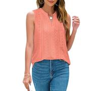 Camisas Mujer, Camiseta Sin Mangas Cuello en V Ojales Mujer Estilo Bohemio Ligera Informal Salir Ideal la Playa Vacaciones Citas Diarias Color Rosa Fucsia Talla L.