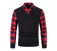 Camisas para el vientre para hombre, otoño e invierno, camisas de negocios, cuello Fak E, dos piezas, ropa deportiva con botones, camisa de manga larga, camisa para el tiempo libre, ropa de ocio, O