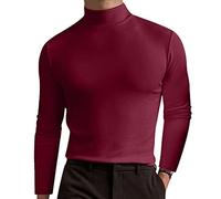 Camisas para hombre adulto, casual, manga larga, color liso, ajustadas, acanaladas, cuello alto, camisa lisa, clásica, vintage, suave, capa base, ligera, transpirable, cómoda, elástica, básica, para