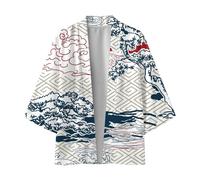 Camisas para hombre kimono japonés cárdigan chaqueta tradicional japonés samurai ropa suelta de moda yukata estilo retro kimono camisa monocolor casual camisa, Z1, rojo., XXL