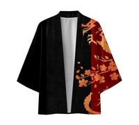 Camisas para hombre kimono japonés cárdigan chaqueta tradicional japonés samurai ropa suelta de moda yukata estilo retro kimono camisa monocolor casual camisa, Z2 negro., XXL