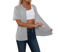 Camisas para mujer para recuperación después de una mastectomía quimioterapia con acceso a los puertos cremallera hombro gran tamaño cómodo cárdigan verano ligero tops recuperación pecho abrigo, O