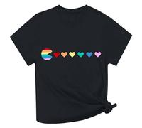 Camisas para Mujer Tops Arco Iris Corazón Gráfico Manga Corta Gay Camiseta Personalizada Mujer, Le Noir, M