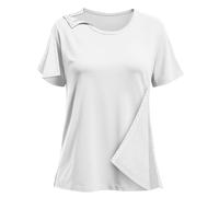 Camisas para mujeres después de una cirugía de hombro - Manga corta - Ropa de recuperación de hombro con cierre completo y botones Chemo Ropa, Blanco, Large