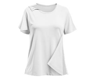 Camisas para mujeres después de una cirugía de hombro - Manga corta - Ropa de recuperación de hombro con cierre completo y botones Chemo Ropa, Blanco, Large