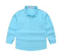 Camisas para niños para primavera, y estilos para niñas Camisas con cuello de traje de color sólido de manga larga trajes de rendimiento para camisas casuales regalo E, azul celeste, 9-10 años