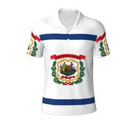 Camisas polo de manga corta para hombre, diseño de bandera del estado de Virginia Occidental, camisas de golf hawaianas que absorben la humedad, divertidas, Negro -, Medium