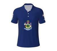 Camisas polo elegantes con estampado de la bandera del estado de Maine para hombre, transpirables, cómodas, de manga corta, para regalo de verano, Negro -, 4X-Large