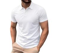 Camisas polo para hombre adulto, casual, ajuste regular, manga corta, con botones, camisetas de verano, golf, trabajo, blanco, M