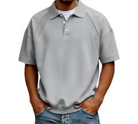 Camisas polo para hombre adulto, casual, manga corta, con botones, para verano, para golf, trabajo, gris, 4XL