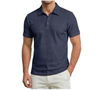 Camisas polo para hombre adulto de manga corta con botones, camisetas casuales para golf y trabajo, azul oscuro, S