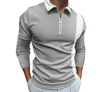 Camisas polo para hombre, con cremallera de un cuarto, ajustadas, elásticas, de manga larga, camisas de golf, ligeras, informales, para entrenamiento al aire libre, camisetas deportivas, C# Gris, XL