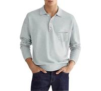 Camisas polo para hombre del Reino Unido, manga larga, camisa con cuello volteado de ajuste normal, camiseta de negocios, color liso, ligera, camisas cómodas y transpirables, sudaderas con cuello de 3