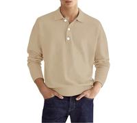 Camisas polo para hombre del Reino Unido, manga larga, camisa con cuello volteado de ajuste normal, camiseta de negocios, color liso, ligera, camisas cómodas y transpirables, sudaderas con cuello de 3