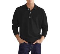 Camisas polo para hombre del Reino Unido, manga larga, camisa con cuello volteado de ajuste normal, camiseta de negocios, color liso, ligera, camisas cómodas y transpirables, sudaderas con cuello de 3