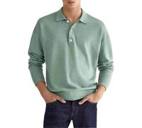 Camisas polo para hombre del Reino Unido, manga larga, camisa con cuello volteado de ajuste normal, camiseta de negocios, color liso, ligera, camisas cómodas y transpirables, sudaderas con cuello de 3
