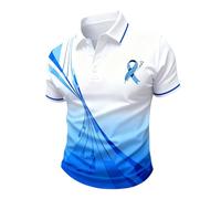 Camisas polo para hombre, manga corta, camiseta de concienciación sobre el cáncer de próstata, camiseta casual para el mes del cáncer de mama, camisetas con cinta azul, Polo azul cielo para hombre