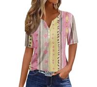 Camisas polo para mujer, camisetas de verano con estampado floral, manga corta, casual, atlética, golf, tenis, camiseta con botones, cuello en V, blusas de trabajo, A05-amarillo, L