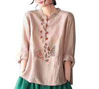 Camisas Qipao bordadas para mujer, elegante, de manga larga, cuello mandarín, casual, botones de rana, estilo oriental, chino, cheongsam, ropa tradicional, trajes de tang, blusa china para mujer, 7