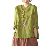 Camisas Qipao bordadas para mujer, elegante, de manga larga, cuello mandarín, casual, botones de rana, estilo oriental, chino, cheongsam, ropa tradicional, trajes de tang, blusa china para mujer