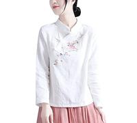 Camisas Qipao bordadas para mujer, elegante, de manga larga, cuello mandarín, casual, botones de rana, estilo oriental, chino, cheongsam, ropa tradicional, trajes de tang, blusa china para mujer, 1