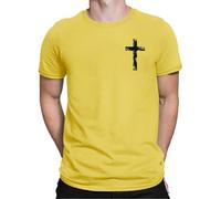 Camisas religiosas para hombre, camiseta con estampado de cruz cristiana, cuello redondo, camiseta gráfica de gran tamaño, casual, gimnasio, entrenamiento, camiseta atlética, amarillo, XL