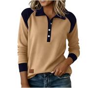 Camisas tipo polo para mujer, de pana, de manga larga, con bloques de color, elegantes, informales, holgadas, cómodas, sin botones, para otoño, invierno, con solapa, fiesta, salir, trabajo, oficina