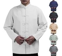 Camisas tradicionales para hombre, camisa de hombre chino, artes marciales tradicionales Kung Fu Tai Chi Wushu Clásico Tangzhuang Estilo Manga Larga Chaqueta Entrenamiento Uniforme Primavera Otoño