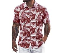 Camisas tropicales para hombre, manga corta, playa, hawaiana, caribeña, hawaiana, palmera, con botones, divertida, mexicana, casual, cubana, verano, bolos, crucero, vintage, floral, solapa, camisa de